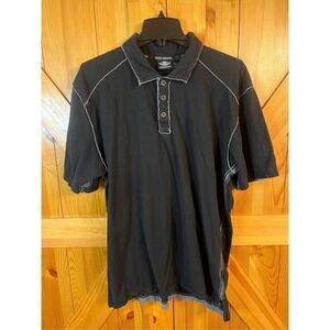 Harley Davidson Black W/Gray Stitching Short Sleeve Polo Shirt Size XL (2311)